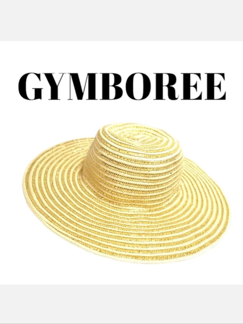 Gymboree Big Girl's Natural Straw & Metallic Gold Wide Brim Summer Fashion Hat M